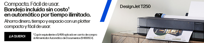 Compacta. F&aacute;cil de usar. Bandeja incluida sin costo* en autom&aacute;tico por tiempo ilimitado. Ahorra dinero, tiempo y espacio con un plotter compacto y f&aacute;cil de usar. * Cup&oacute;n equivalente a S/499 aplicado en carrito de compra al Alimentador Autom&aacute;tico de Documentos (5HB06D-1).