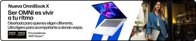 Nueva OmniBook. Ser OMNI es vivir a tu ritmo. Dise&ntilde;ada para quienes eligen diferente, Ultra ligera para acompa&ntilde;arte a donde vayas. Procesadores AMD Ryzen&trade;