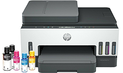 Calidad y ahorro en cada impresi&oacute;n. Fotograf&iacute;a de una Impresora HP Smart Tank 750. Impresi&oacute;n a color. Imprime, copia, escanea. 1 USB 2.0 de Alta velocidad. Garant&iacute;a est&aacute;ndar incluida.