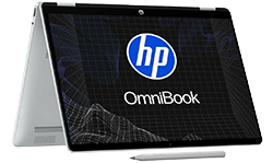 Potencia y precio imbatible. Fotograf&iacute;a de una Laptop HP OmniBook 5 Flip 14-fp0054la. Procesador Intel&reg; Core&trade; i5. RAM 16 GB. SSD 512 GB