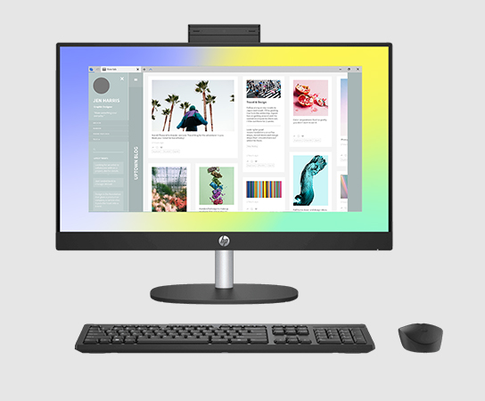 Imagen de una Desktop HP con aplicación en pantalla